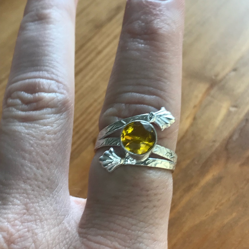 Hand Hammered Citrine Sterling Silver Ring
